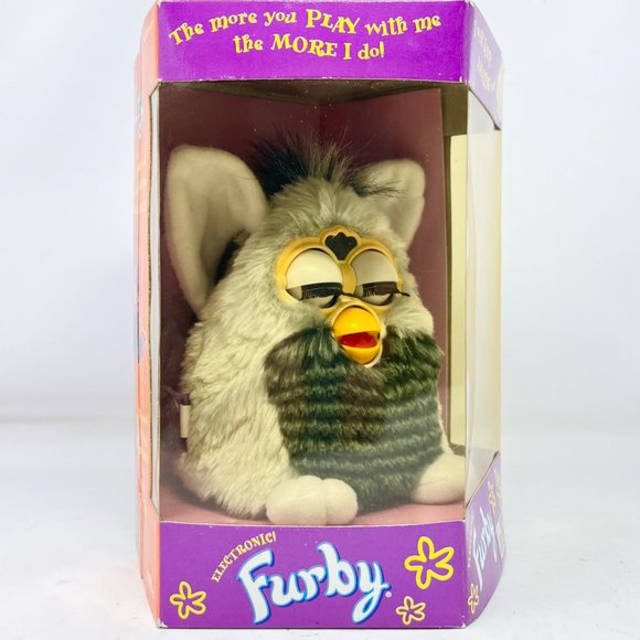 Furby Vintage‎ 1999 Raccoon Silver Gray Stripe - Brown Eyes - Factory Sealed Box - Picture 3 of 10